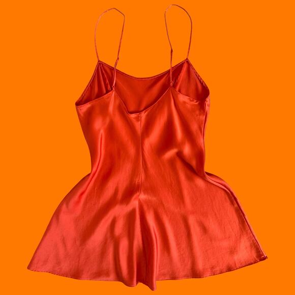 00's vintage orange 100% silk y2k slip dress MEDIUM victoria's secret - Picture 5 of 7